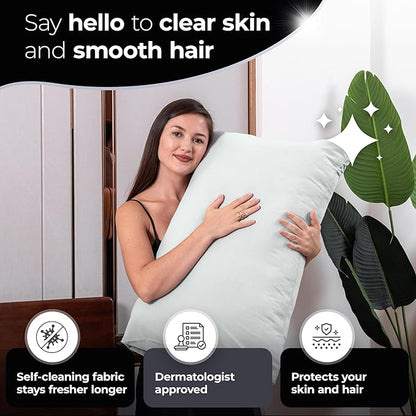 Silvery Silver Infused Bed Sheets Set - Ultra-Soft Temperature-Regulating Fabric with Self-Cleaning Technology™ That Stays Fresh 3X Longer for Hygienic Sleep