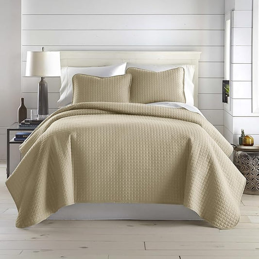 Southshore Fine Living, Inc. Oversized King Quilt Bedding Set, Taupe Quilt California/King Size Bedspread with 2 Matching Pillow Shams, Microfiber Soft & Cozy Bedding Coverlet, Taupe