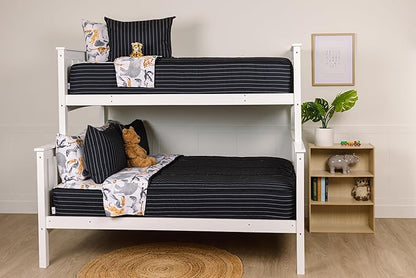 Beddy's Jungle Animal Themed Durable Zipper Bedding for Kids, Bed in a Bag, Black Striped Comforter & Animal Print Sheets, Includes Pillowcase and Pillow Sham, Easy to Make & Wash - Toddler