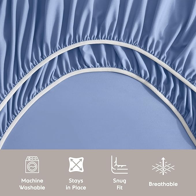 Nestl California King Sheet Set - 1800 Ultra-Soft Microfiber Cal King Bed Sheets - Double Brushed - Deep Pockets - Easy Fit - 4 Piece Set - Bed Sheets (California King, Calm Blue)
