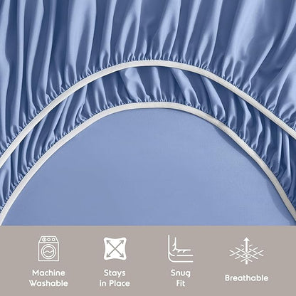 Nestl California King Sheet Set - 1800 Ultra-Soft Microfiber Cal King Bed Sheets - Double Brushed - Deep Pockets - Easy Fit - 4 Piece Set - Bed Sheets (California King, Calm Blue)