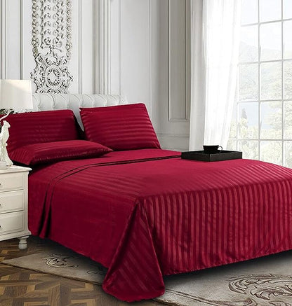 Elegant Comfort Softest and Coziest 4-Piece Sheet Set - 1500 Premium Hotel Quality Microfiber - Luxurious Wrinkle Resistant 4-Piece Damask Stripe Bed Sheet Set, Twin XL, Burgundy