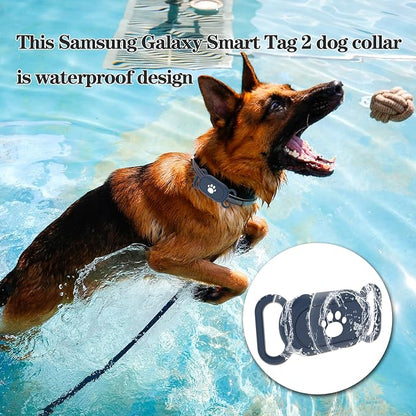 2 Pack Waterproof Dog Collar Holder Compatible with Samsung Galaxy SmartTag2, Silicone GPS Tracker Hidden Loop Holder for Smart Tag2, Anti-Lost Collar Tag2 Paw Case (Blue Grey)