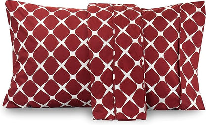 Elegant Comfort Luxury Ultra-Soft 2-Piece Pillowcase Set - 1500 Premium Hotel Quality Microfiber Double Brushed - Wrinkle Resistant, Bloomingdale Burgundy, Standard/Queen Size
