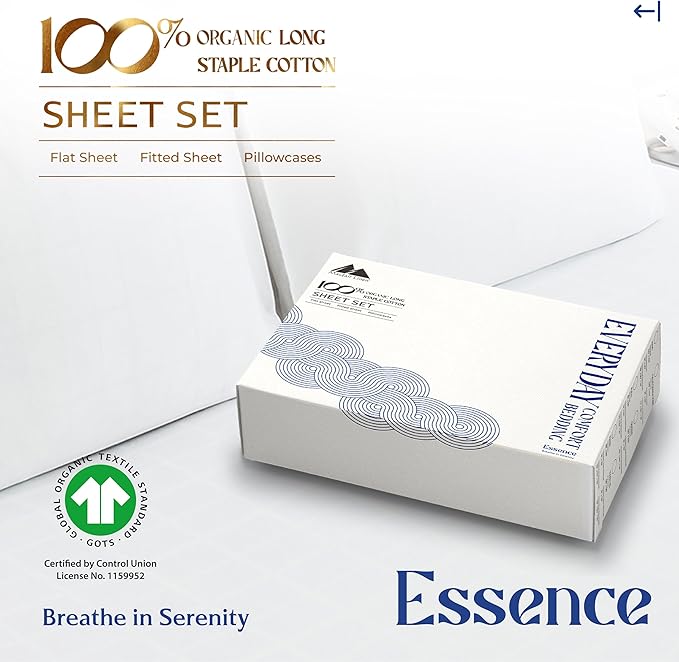 Mayfair Linen 100% Organic Cotton Printed Sheets King Size - Percale Weave Cotton King Size Sheet Set (4 PC, Floral Ivory), Soft & Crisp, GOTS Certified, Cooling Sheets, 16" Deep Pocket