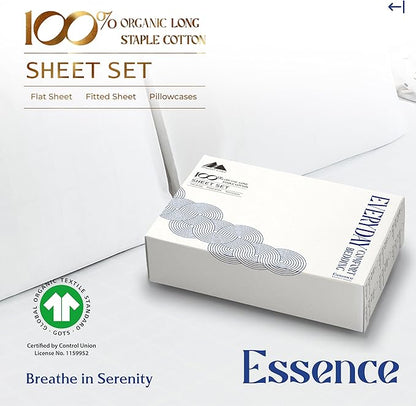 Mayfair Linen 100% Organic Cotton Printed Sheets King Size - Percale Weave Cotton King Size Sheet Set (4 PC, Floral Ivory), Soft & Crisp, GOTS Certified, Cooling Sheets, 16" Deep Pocket