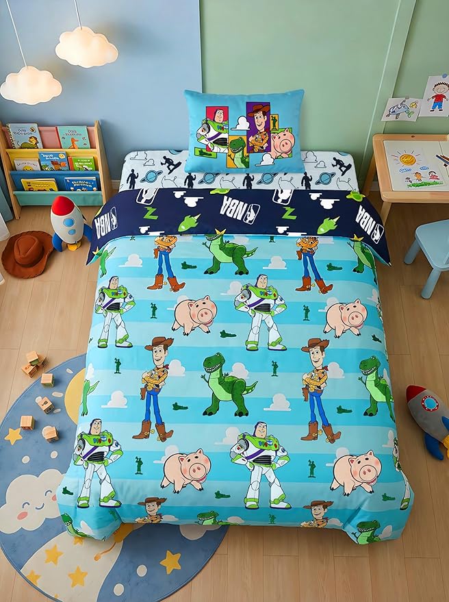 Northwest Disney Toy Story Twin Comforter Set, Reversible Buzz Lightyear & Woody Design, Ultra Soft Fade Resistant Microfiber Kids Bedding Set, Officially Licensed