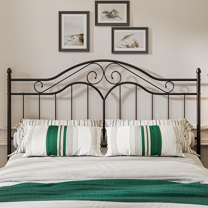 Headboard for King Size Bed Frame Vintage Platform Bed Metal Headboard Only | Height Adjustable,Sturdy and Stable,Easy Assembly,Black