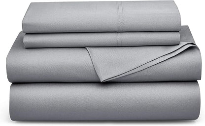 Bedsure King Size Sheet Set, Cooling Sheets, Rayon Derived from Bamboo, Deep Pocket Up to 16", PureWoven, Breathable & Soft, Bed Sheets, Hotel Luxury Silky Bedding for Hot Sleepers, Silver Grey