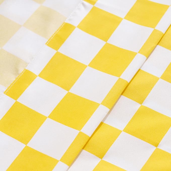 Best Season Queen Size Sheet Set 4 Piece -Microfiber Soft Durable Bedding Sheet Set,Deep Pocket,Stain,Fade & Wrinkle Resistant (Plaid Yellow&White)