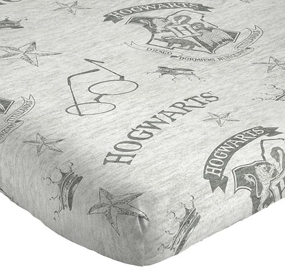 Jay Franco Kids Sheet Set with Fitted, Flat Sheets & Pillow Cover - Ultra-Soft Bedding with Pillowcase for Room Decor, Gray - Harry Potter, 3 Piece Twin