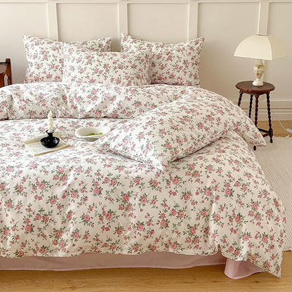 HighBuy King Comforter Set Boho Floral Printed Comforter Set Girl Bedding Comforter Sets Boho Style Chic Shabby Comfy Soft King Comforter with 2 Pillowcases,Cooling Fluffy Comforter Sets