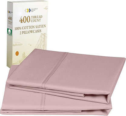 California Design Den Queen/Standard Pillow Cases Set of 2-400 Thread Count Sateen, Natural 100% Cotton, Pillow Covers Queen Size, Soft, Roomy and Breathable - Mauve