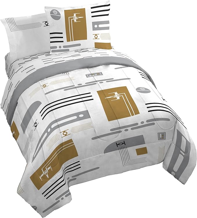 Jay Franco Comforter Set Includes Sheets and Pillow Covers - Soft and Cozy Bed Set for Stylish Room Decor, White - Star Wars, 7 Piece Queen Bedding
