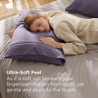 Bedsure Queen Pillow Cases Set of 2 - Grayish Purple Brushed Microfiber Pillowcase 2 Pack, Super Soft and Cozy Pillow Case Covers with Envelope Closure for Kids, Wrinkle, Fade Resistant, 20x30 Inches
