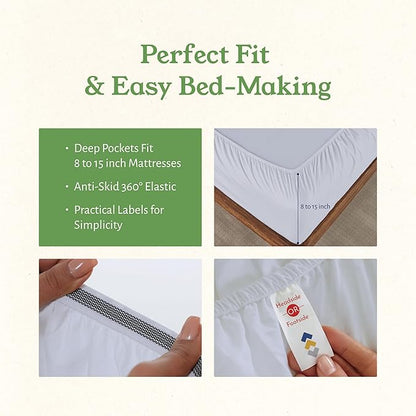 California Design Den California King Sheets Set - Soft 100% Organic Cotton Sheets with Deep Pockets, Crisp Percale, Breathable and Durable Bedding Set - White