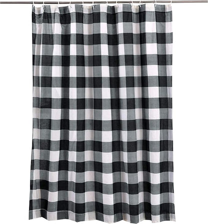 Levtex Home - Camden -Shower Curtain (72x72in.) with Button Holes - Buffalo Check - Grey and Cream