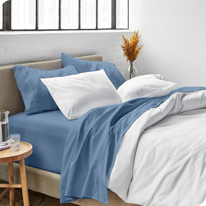 Bare Home Split King Sheet Set - 1800 Ultra-Soft Microfiber Bed Sheets - Double Brushed - Deep Pockets - Easy Fit - 5 Piece Set - Bedding Sheets & Pillowcases (Split King, Coronet Blue)