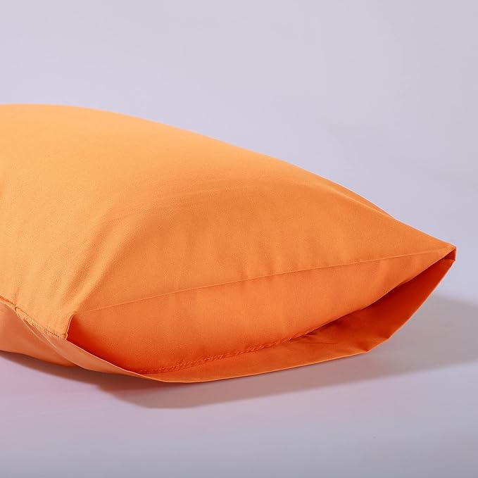 Evolive Ultra Soft Brushed Microfiber Standard Size 20"x30" Pillowcases Pair Set of 2 with Envelope Closure (20"x30" Standard, Orange)