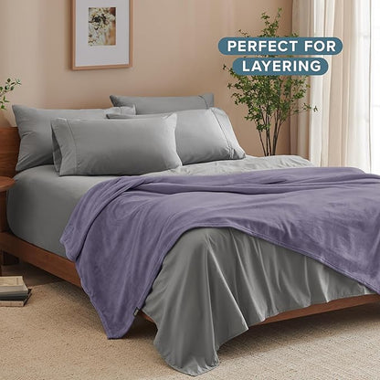 Bare Home Fleece Blanket - Twin/Twin Extra Long - Ultra-Soft Lightweight for Bed, Sofa, and Couch - Luxury Microplush - Cozy Warm Blanket (Twin/Twin XL, Dusty Purple)