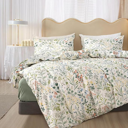 HighBuy Vintage Botanical Comforter Set Full Size Set Floral Bedding Set with Comforter Lightweight Bed Comforter Full for College Girl 3 Pieces Boho Comforter Sets