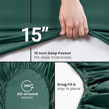 Utopia Bedding Twin Fitted Sheet - Bottom Sheet - Deep Pocket - Soft Microfiber - Shrinkage and Fade Resistant-Easy Care -1 Fitted Sheet Only (Emerald)