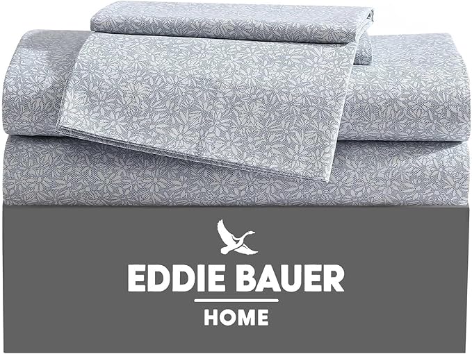 Eddie Bauer - Queen Sheets, Cotton Percale Bedding Set, Cool & Breathable Home Decor (Little Blossom, Queen)
