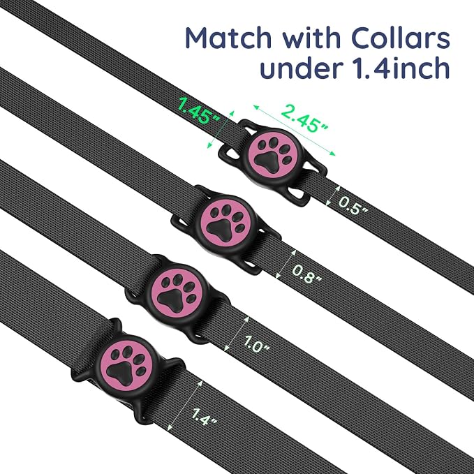 IP68 Waterproof Dog AirTag Holder for Dog Collar, Soft, Stretchy Silicone | Full-Body Protection, Easy Tool-Free Installation, Quiet, No-Dangle Fit, Lightweight, Fits Dog & Cat Collars of All Widths