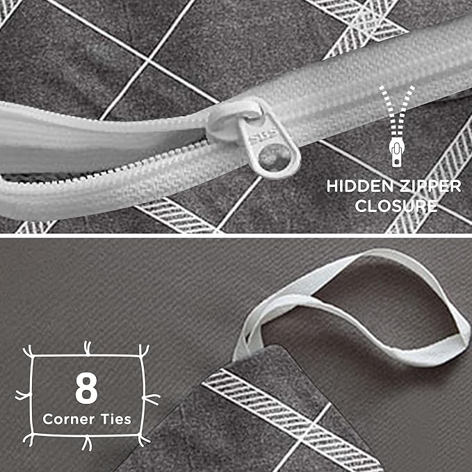 TOCOMOA Plaid Duvet Cover Set 100% Natural Cotton Soft Comfy Breathable 3 Piece Grey and White Striped Pattern Printed Comforter Cover Bedding Set (King 104"x90", Comforter Not Included)