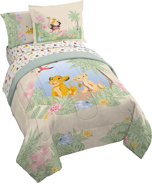 Jay Franco Kids Comforter Set Includes Sheets and Pillow Covers - Soft and Cozy Bed Set for Stylish Room Decor, Multi - Lion King, 7 Piece Full Size Bedding