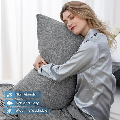 CHOSHOME Cooling Pillow Cases Zipper Pillow Covers Q-Max > 0.45 Zippered Pillowcases for Hot Sleepers, Soft, Breathable, Skin-Friendly, 2 Pack (King, 20"x36", Dark Grey)