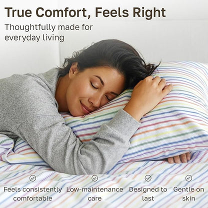 California Design Den Rainbow Striped King Size Sheets Set - 400 Thread Count, Soft Sateen, Natural 100% Cotton Sheets, Deep Pockets, and Durable Bedding Set - Rainbow Striped