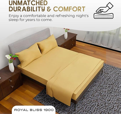King Size Sheets Set - 4 Piece Bedding - Wrinkle Free - Double Brushed, King Bed Sheets Deep Pocket, King Size Sheet Set, King Sheets (Gold, King)