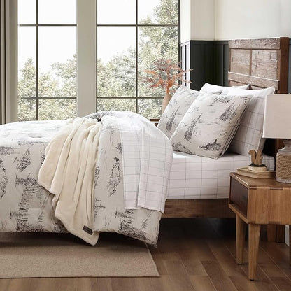 Eddie Bauer - King Comforter Set, Reversible Bedding with Matching Sham(s), Super Soft and Cozy Home Decor (Rocky Mountain Cabin Grey, King)