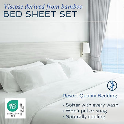 Hotel Sheets Direct 3 Piece Bed Sheet Set Twin Size, 100% Viscose Derived from Bamboo Sheets Set with 1 Pillowcase, Cooling & Breathable Luxury Bedding, Moisture-Wicking & Silky Soft Texture, Sand