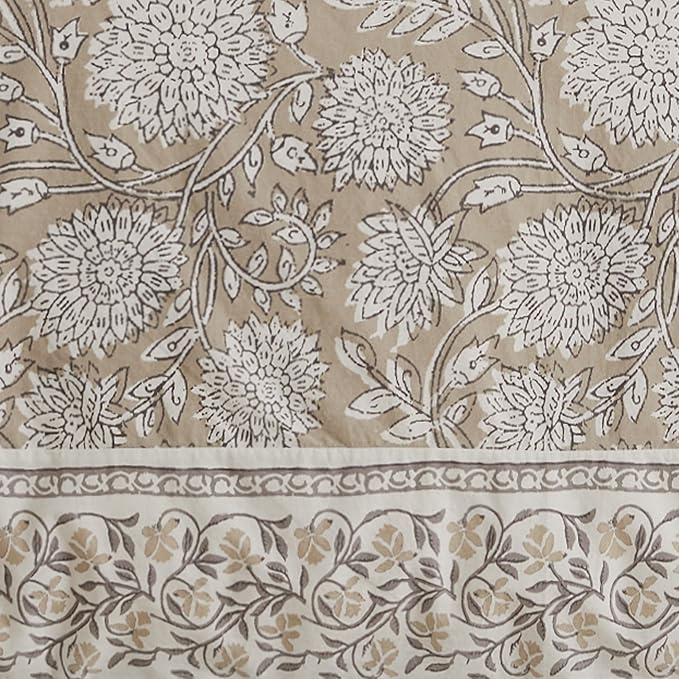 Levtex Home Adare Taupe Reversible King Duvet Cover Set (106x94in) with 2 Pillowcases (36x20in) - Floral Bedding - Taupe and White - Cotton King Size Duvet Cover Set - Soft, Pre-Washed