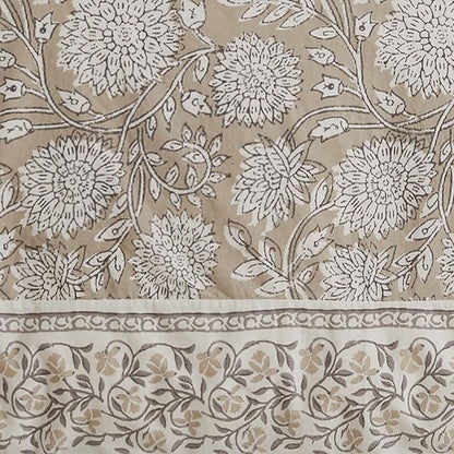 Levtex Home Adare Taupe Reversible Queen Duvet Cover Set (90x94in) with 2 Pillowcases (26x20in) - Floral Bedding - Taupe and White - 100% Cotton Queen Size Duvet Cover Set - Soft, Pre-Washed
