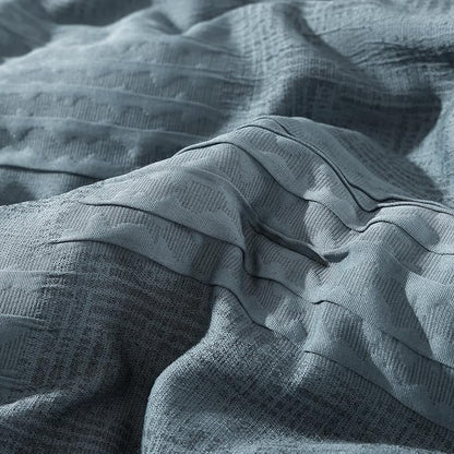 MaiRêve Full Size Comforter Sets Dusty Blue, Textured Design Crinkle Bedding Sets 7 Pieces, All Season Bed in A Bag with Comforter, Sheets, Pillowcases & Shams