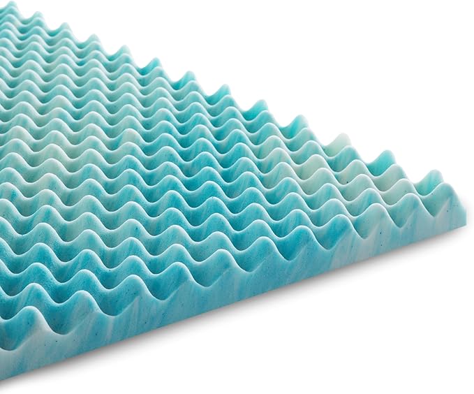Linenspa 3 Inch Gel Memory Foam Mattress Topper – Egg Crate Style, Reversible for two feels – Promotes Airflow & Relieves Pressure Points – Full
