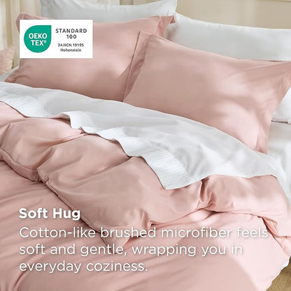 Bedsure Duvet Cover King Size - Soft Double Brushed Bedding Set for Kids & Adults, Zipper Closure, 3 Pieces, Includes 1 Duvet Cover (104"x90") & 2 Pillow Shams, NO Comforter, Blush Pink