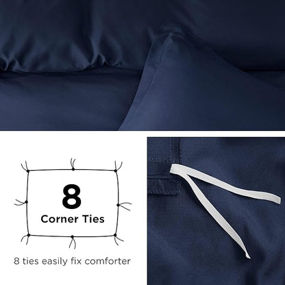 Bedsure Duvet Cover Full Size - Soft Double Brushed Bedding Set for Kids & Adults, Zipper Closure, 3 Pieces, Includes 1 Duvet Cover (80"x90") & 2 Pillow Shams, NO Comforter, Navy Blue