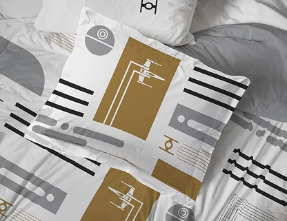 Jay Franco Comforter Set Includes Sheets and Pillow Covers - Soft and Cozy Bed Set for Stylish Room Decor, White - Star Wars, 7 Piece King Bedding