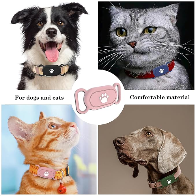 2 Pack Waterproof Dog Collar Holder Compatible with Samsung Galaxy SmartTag2, Silicone GPS Tracker Hidden Loop Holder for Smart Tag2, Anti-Lost Tag2 Case (Pink Blue)