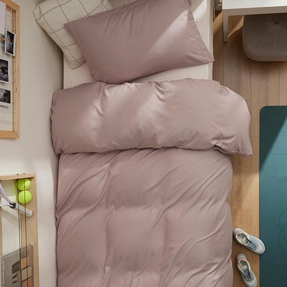 Bedsure Duvet Cover Twin/Twin XL Size - Soft Double Brushed Bedding Set for Kids & Adults, Zipper Closure, 2 Pieces, Includes 1 Duvet Cover (68"x90") & 1 Pillow Sham, NO Comforter, Dusty Rose