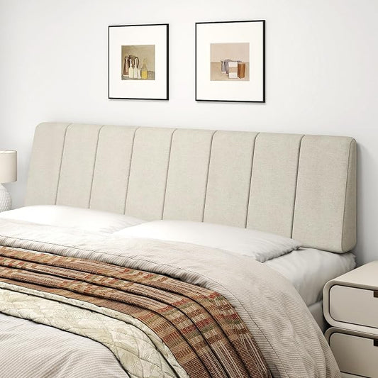 King Size Headboard Only-No Assembly Required, Beige | Easy to use no assembly required, Linen fabric and extra-thick foam for added comfort, Modern style headboard king size