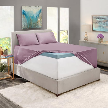 Nestl Full Size Sheet Set, 4 Piece Extra Deep Pocket (18-24 inches), Microfiber, Hotel Luxury, Soft, Breathable, Wrinkle-Free, Easy to Care, Dusty Purple