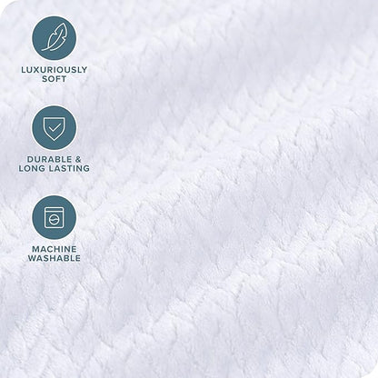 Bare Home Textured Fleece Blanket - Full/Queen - Ultra-Soft Lightweight for Bed, Sofa, and Couch - Luxury Microplush - Cozy Warm Blanket (Full/Queen, Chevron White)