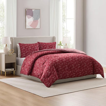 Nestl Full Size Comforter Sets - Mulberry Bed in a Bag Full Size, 3 Pieces Reversible Bed Set, Soft Floral Bedding Set, All Season Botanical Comforters with Pillow Shams