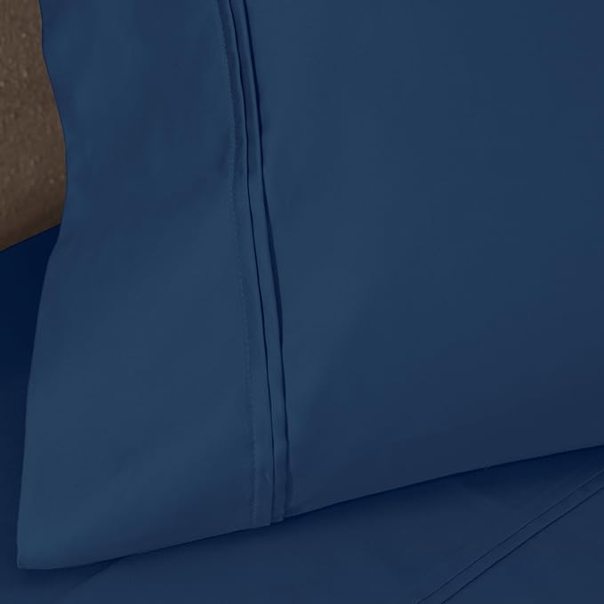 1200 Thread Count 100% Egyptian Cotton, Soft and Breathable, 2-Piece King Pillowcase Set Solid, Navy Blue