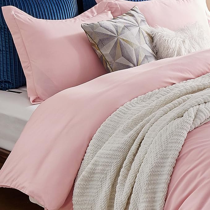 Bedsure Twin Duvet Covers Pink - Soft Brushed Microfiber 2 Pieces with Zipper Closure, 1 Duvet Cover Twin XL 68x90 and 1 Pillow Sham(No Comforter)